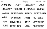 2027 | Months | The Basic Edit planner stickers, Large / Font 4 / Glossy