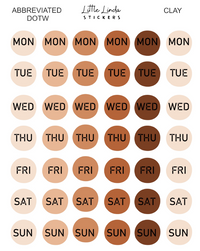 2027 | Days of the Week Dots | The Basic Edit planner stickers, Clay / Glossy
