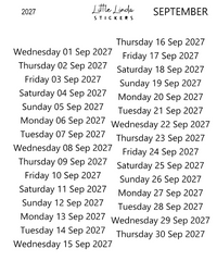 2027 | Daily Dates | The Basic Edit planner stickers, September / Glossy