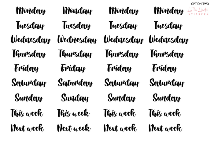2024 | Days of the Week Stickers - Large