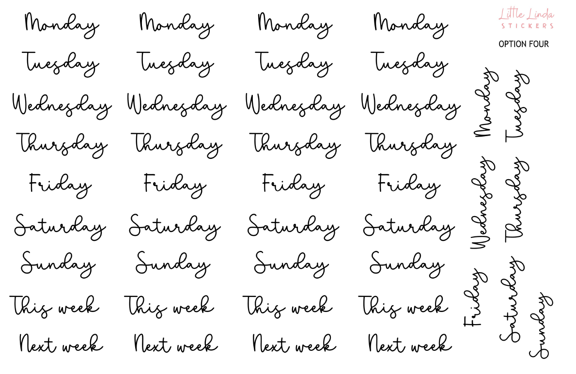 2024 | Days of the Week Stickers - Large