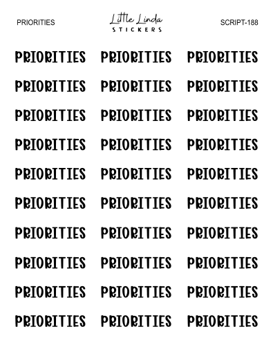 Priorities | SCRIPT