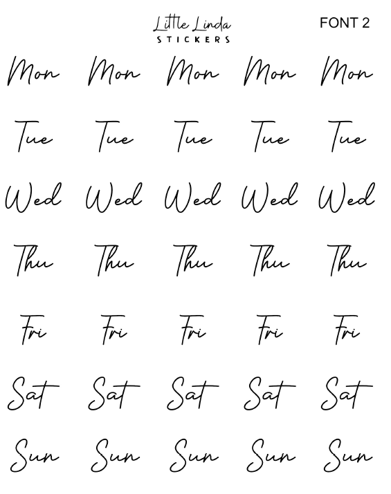 Abbreviated Days of the Week - 2023