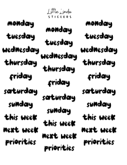 Mini Days of the Week - Font 4 – Little Linda Stickers