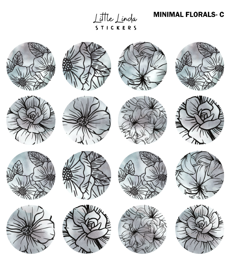 Minimal Floral Circle - Stormy Grey